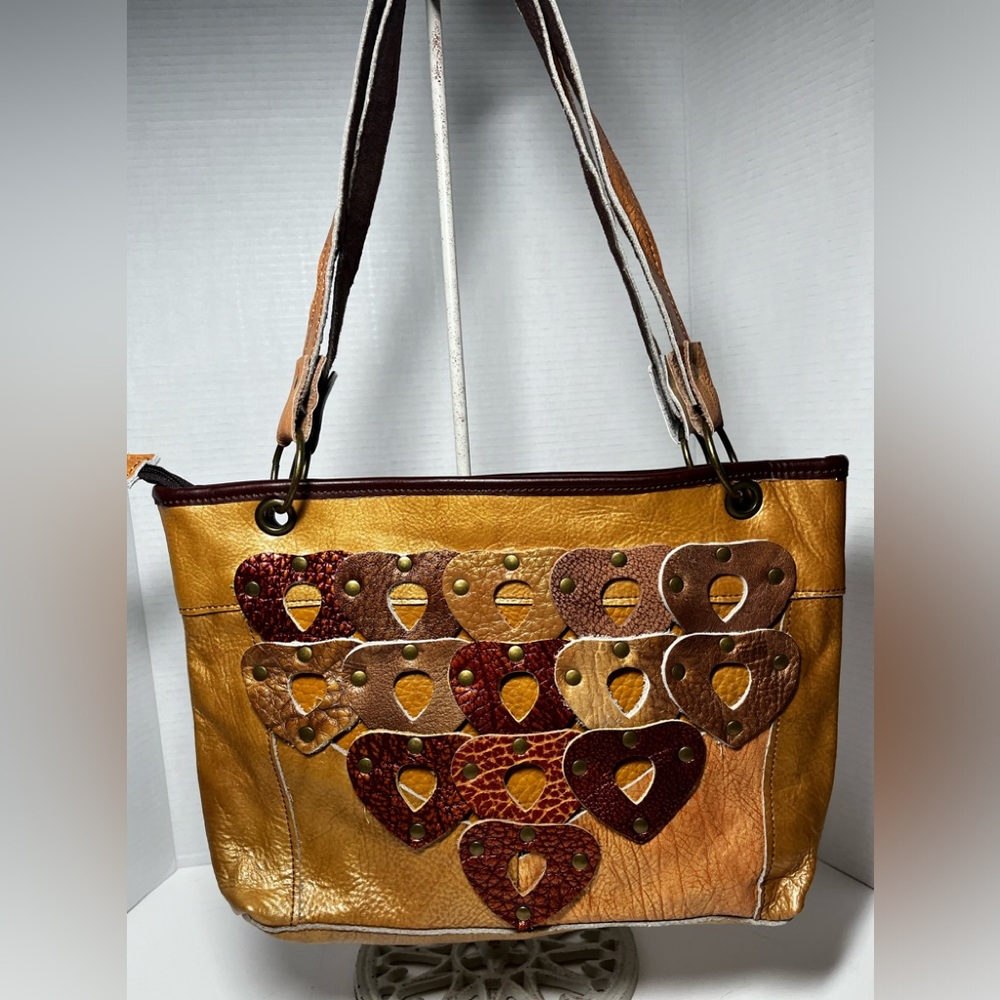 Leather Heart Patchwork Shoulder Bag - image 1